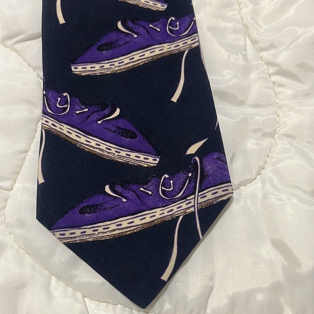 SILK PURPLE SHOE NECK TIE, WHIMSICAL, HAND MADE IN THE USA!